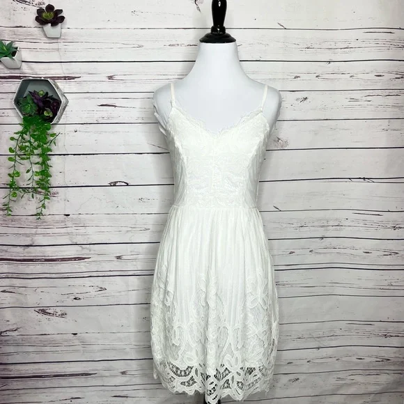 Charlotte Russe Dresses | White Lace Overlay Mini Dress Size Small Bridal Engagement | Color: White | Size: S